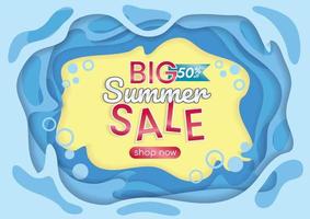 summer sale banner design for website banner papercut art background vector