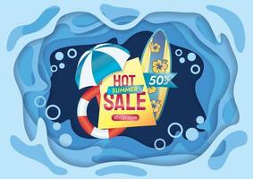 summer sale banner design for website banner papercut background vector