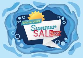 summer sale banner design for web banner papercut background vector