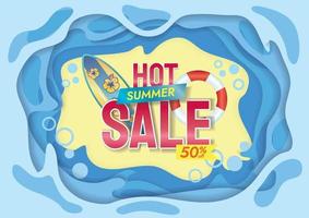 summer sale banner design for website papercut background vector