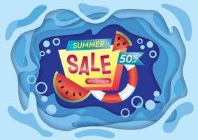summer sale banner design for website banner papercut background vector