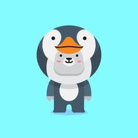 lindo disfraz de pingüino vector