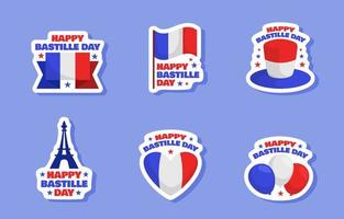 Happy Bastille Day Sticker Template vector