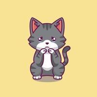 lindo gato triste ilustración de dibujos animados vector