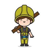 Builder man in cartoon style Royalty Free Vector Image