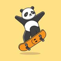 Cute Panda Skateboard vector