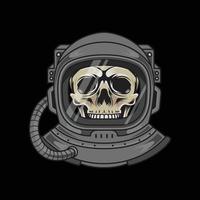 Skull head with astronaut helmet premium vector