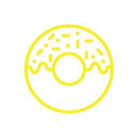 eps10 yellow vector donut line art icon isolated on white background. glazed cake outline symbol in a simple flat trendy modern style for your web site design, logo, pictogram, and mobile application