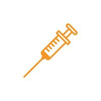 eps10 orange vector injection line icon isolated on white background. syringe outline symbol in a simple flat trendy modern style for your website design, logo, pictogram, and mobile application