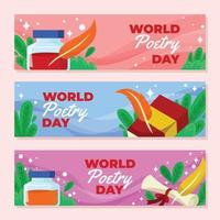 conjunto de banners del día mundial de la poesía vector