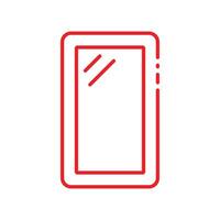 eps10 red vector glass frame line icon isolated on white background. glass wall outline symbol in a simple flat trendy modern style for your web site design, logo, pictogram, and mobile application