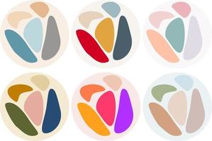 A set of round covers from abstract shapes in different colors. Vector illustration.