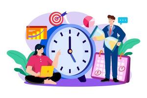 Business team managing time vector