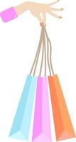 Shopping bags in woman hands vector