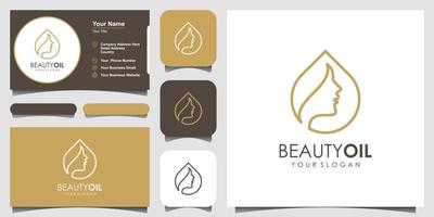 elemento de plantilla de diseño de logotipo de aceite de belleza y tarjeta de visita. concepto de aceite de belleza. vector