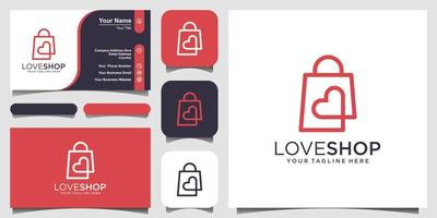 Love Shop Logo designs Template, bag combined with heart concept. vector