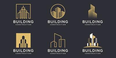 conjunto de plantilla de diseño de vector de logotipo de construcción. resumen de construcción de la ciudad para la inspiración del diseño del logotipo.