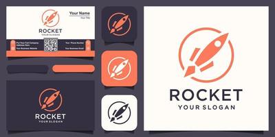 rocket combine with planet logo and business card design vector. vector