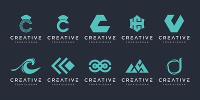 Set of creative letter C logo design template. icons for business of elegant, simple. vector