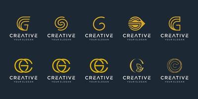 Set of abstract initial letter G logo template. icons for business of fashion, elegant, vector