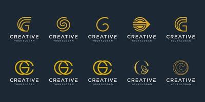 Set of abstract initial letter G logo template. icons for business of fashion, elegant, vector