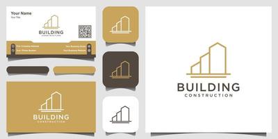 building with line art style logo and business card design. city building abstract For Logo Design Inspiration. vector