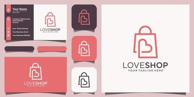 plantilla de diseños de logotipo de tienda de amor, bolso combinado con concepto de corazón. vector
