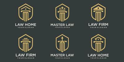 conjunto de pilar elegante, bufete de abogados, plantilla de diseño de logotipo de abogado
