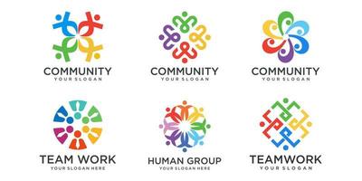 Business People Together logo icon set. logo template can represent unity and solidarity in group vector