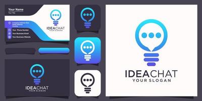 abstract bulb lamp combine with talk or chat logo and business card design vector. vector