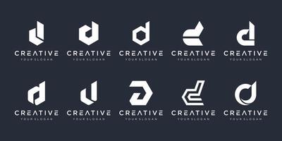 conjunto de plantilla de diseño de logotipo de letra d de monograma creativo. el logotipo se puede utilizar para la empresa de construcción. vector