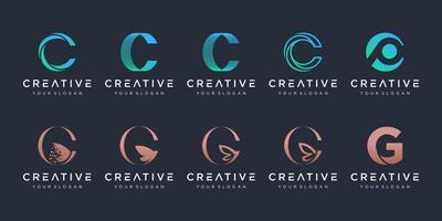 Set of creative letter C logo design template. icons for business of elegant, simple. vector