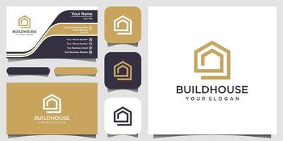 build house logo design with line art style. home build abstract For Logo and business card design vector