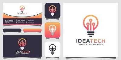 Bulb tech on Circuit logo design, Electric light Technology icon and business card design vector