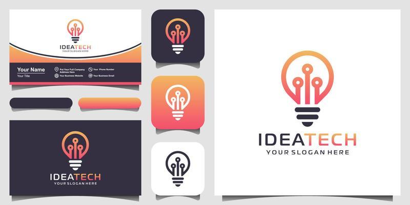 Bulb tech on Circuit logo design, Electric light Technology icon and business card design