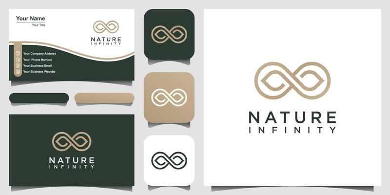 Infinity natural Logo design looped leaf vector template.
