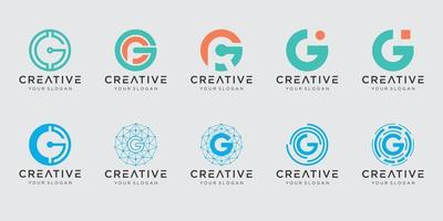 Set of abstract initial letter G logo template. icons for business of fashion, digital, technology vector