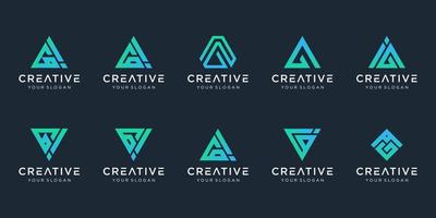 set of creative abstract monogram logo design. vector