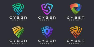 Creative Shield Concept Logo Design Template. Abstract symbol of security logo icon set. vector