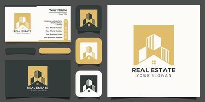 abstract real estate logo and business card design vector. vector