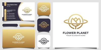 creative planet rose logo concept and business card design vector