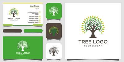 elementos de diseño del logotipo del árbol. plantilla de logotipo de vector de jardín verde y diseño de tarjeta de visita