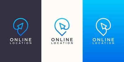 Online location Logo designs Template. cursor combined with pin maps. vector