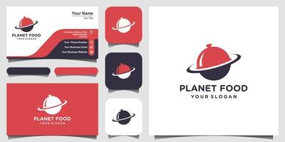 Food planet logo design template illustration and business card design. vector