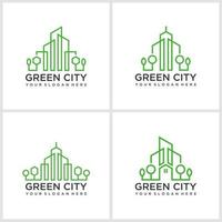 nature city logo design with line art style. logo design and business card. vector