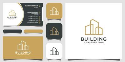 building logo design with line art style. city building abstract For Logo Design Inspiration and business card design vector