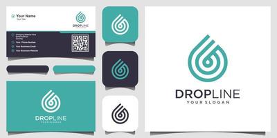 water line logo design. Droplet with line art style for mobile concept and web design. business card design vector
