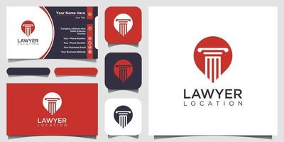 creative pillar and pin concept. Law and Attorney logo designs template with line art style. Lawyer location logo and business card design vector