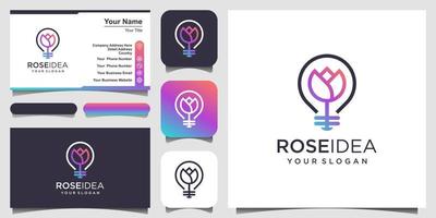 creative bulb lamp combined with flower. logo and business card design . vector