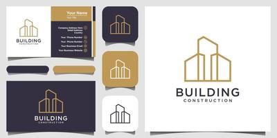 building logo design with line art style. city building abstract For Logo Design Inspiration and business card design vector